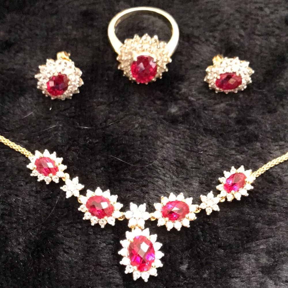 14k Over Sterling Silver Ballerina Lab Ruby/Cz Stones… Gem